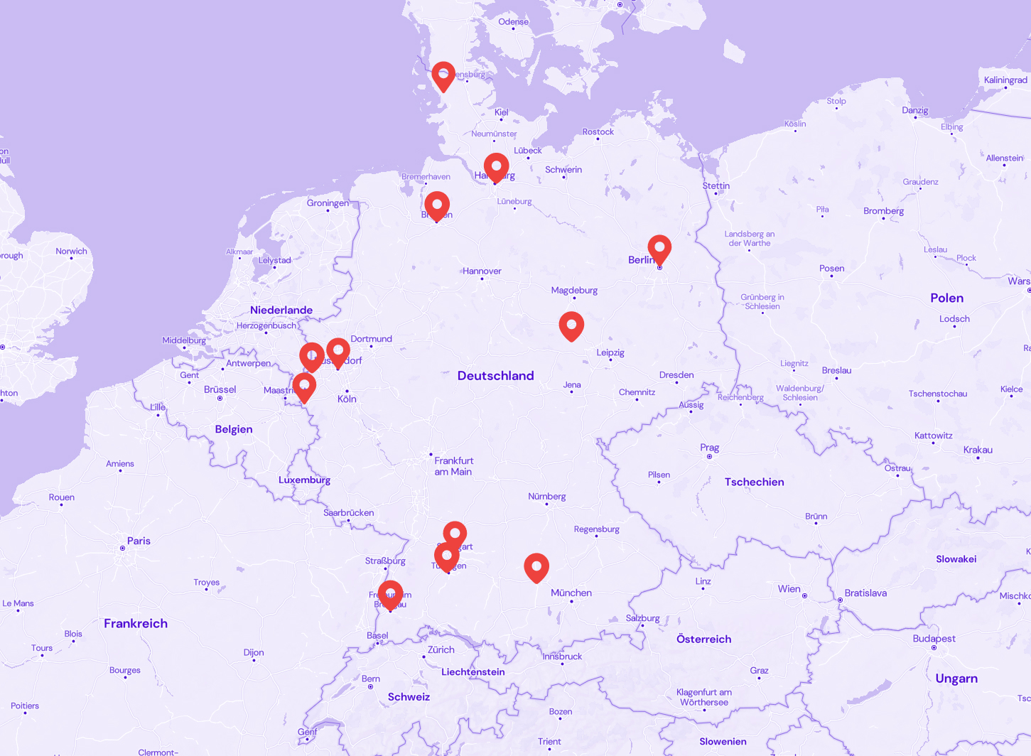 Deutschland-Karte mit Standorten